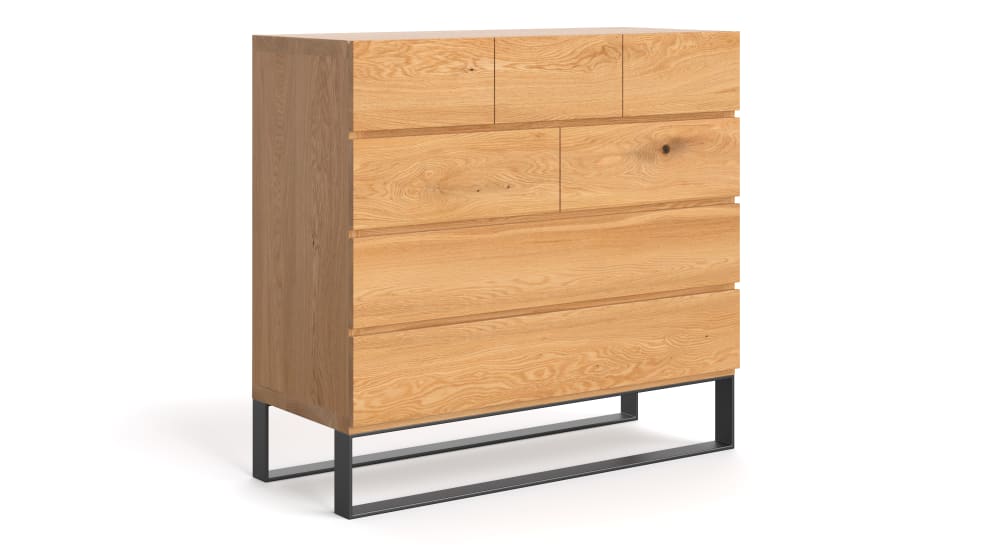 Kommode aus massivem Eichenholz 120 cm 120x112x50cm Holz Braun Danzz Möbel Schlafzimmermöbel Kommoden