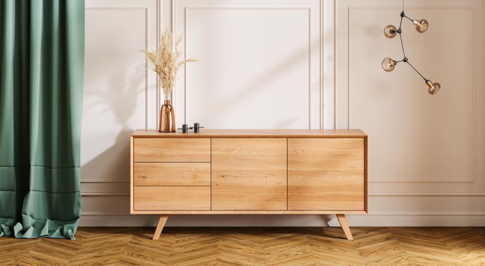 Kommode aus massivem Eichenholz 140 cm 140x80x50cm Holz Braun Danzz Möbel Schlafzimmermöbel Kommoden