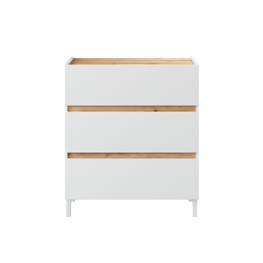 wohnli-moebel-suche-M25003068 Wohnli Möbelsuche - Kommode 3 Schubladen in Eichenoptik und Weiß L79 cm - TEMPUS