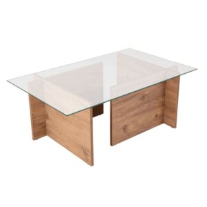 Wohnli Möbelsuche - Couchtisch mit Glasplatte L105 cm - Kieferoptik