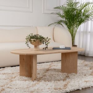 wohnli-moebel-suche-M25003090-1 Couchtisch Ovaler L119 cm - Eichenoptik 119x40x60cm Spanplatte Braun Calicosy Möbel Wohnzimmermöbel Couchtische