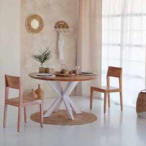 wohnli-moebel-suche-M25004784-1 Esstisch mit Schweizer Kante und Spinnenbein aus Holz D130x77h cm 130x77x130cm Holz Braun Wanderlust deco Möbel Esszimmermöbel Esstische