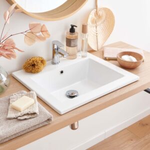 wohnli-moebel-suche-M25004847-1 Rechteckiges Einbauwaschbecken aus weißer Keramik 50x43cm 50x18x43cm Keramik Weiß Mob In Möbel Badezimmermöbel Waschtische
