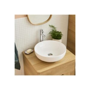 wohnli-moebel-suche-M25004857-1 42 cm rundes Aufsatzwaschbecken aus weißer Keramik 42x13x42cm Keramik Weiß Mob In Möbel Badezimmermöbel Waschtische