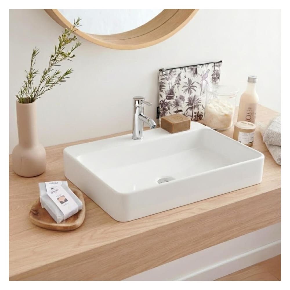 wohnli-moebel-suche-M25004863 Wohnli Möbelsuche - 60x49cm rechteckiges Wand- oder Aufsatzwaschbecken aus weißer Keramik