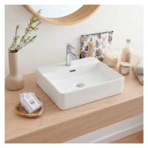 wohnli-moebel-suche-M25004865-1 rechteckiges weißes Keramik-Aufsatzwaschbecken 50x42cm 50x13x42cm Keramik Weiß Mob In Möbel Badezimmermöbel Waschtische