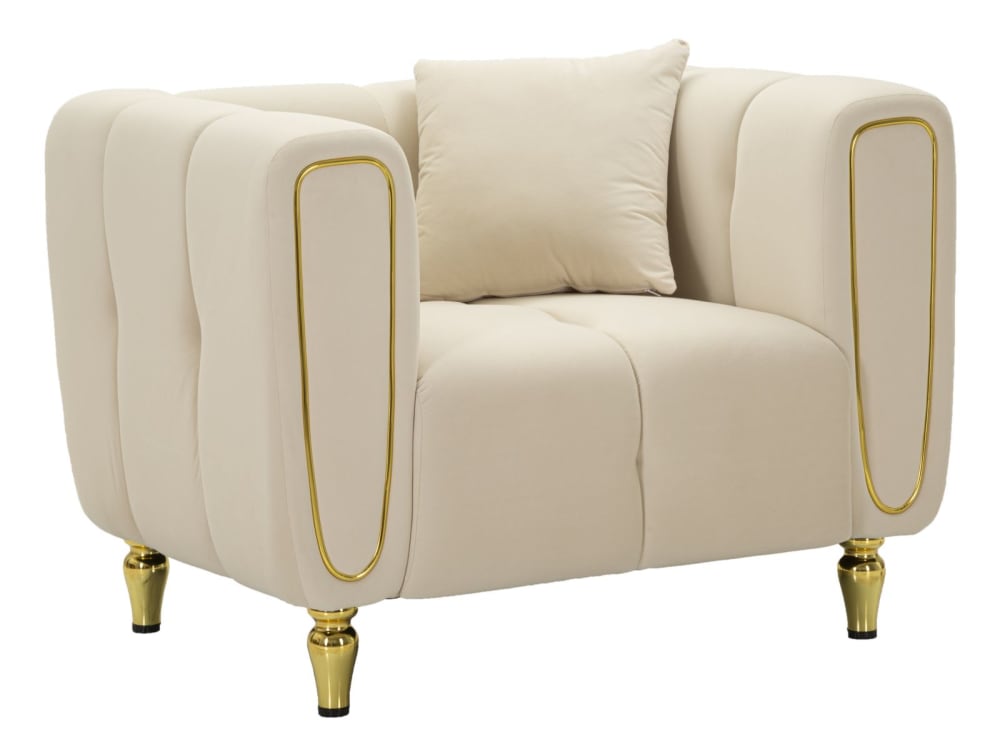 wohnli-moebel-suche-M25006710 Wohnli Möbelsuche - Sessel aus goldenem Metall und Samt mit Kissen cm 97x81x71