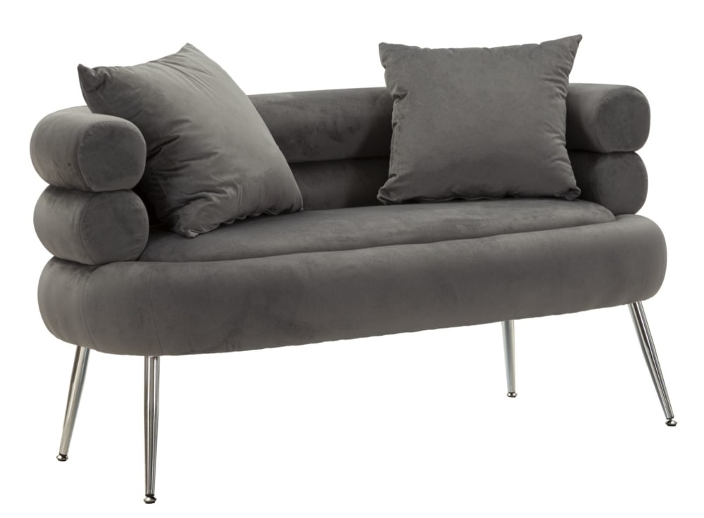 Wohnli Möbelsuche - 2-Sitzer-Sofa aus Metall und Samt mit Kissen cm 133x68x69