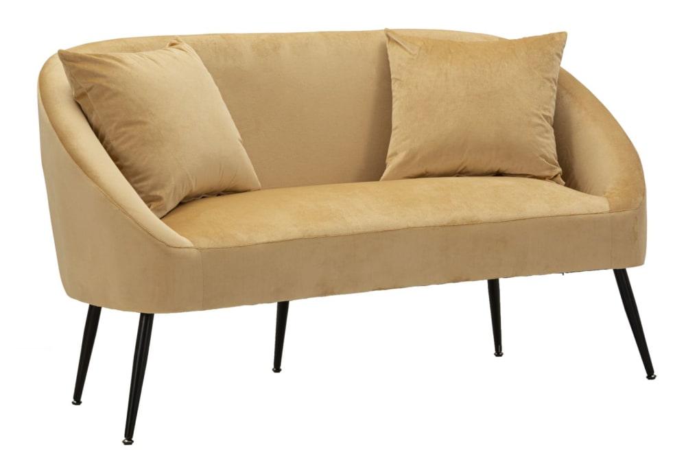 Wohnli Möbelsuche - Sofa aus schwarzem Metall und braunem Samt mit Kissen cm 137x69x79