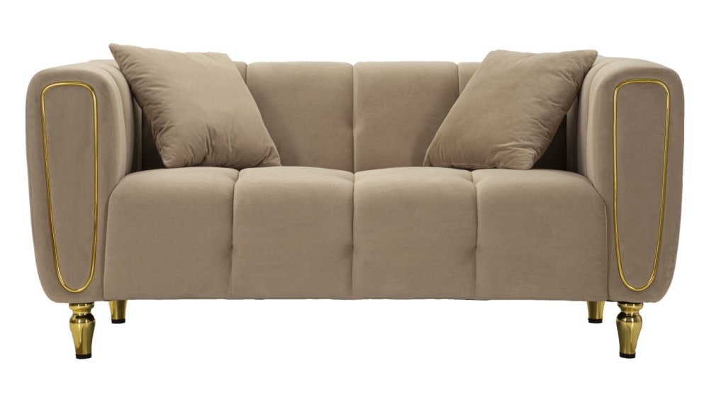 wohnli-moebel-suche-M25006831-1 2-Sitzer-Sofa aus Metall und Samt mit Kissen cm 155x81x72 155x71x81cm Holz Grau Mauro Ferretti Sofas und Sessel Sofas 2-Sitzer-Sofas & 3-Sitzer-Sofas