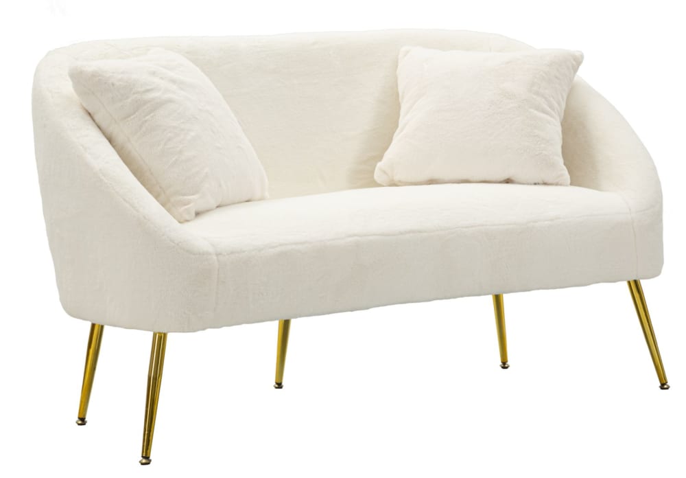 wohnli-moebel-suche-M25006832 Wohnli Möbelsuche - Sofa 2-Sitzer aus Metall und weißem Stoff mit Kissen cm 137x69x79.