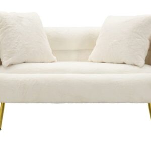 wohnli-moebel-suche-M25006834-1 Sofa 2 Plätze aus Metall und weißem Stoff mit Kissen cm 133x68x69 133x69x68cm Holz Weiß Mauro Ferretti Sofas und Sessel Sofas 2-Sitzer-Sofas & 3-Sitzer-Sofas