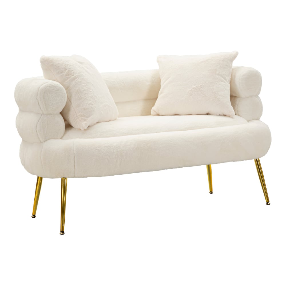 wohnli-moebel-suche-M25006834 Wohnli Möbelsuche - Sofa 2 Plätze aus Metall und weißem Stoff mit Kissen cm 133x68x69