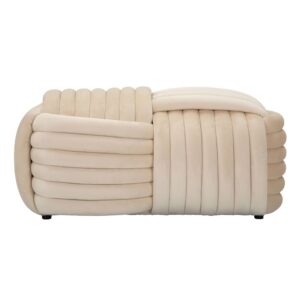 Bank geflochten in Samt creme cm 90x45x45 90x45x45cm Stoff Beige Mauro Ferretti Möbel Esszimmermöbel Sitzbank und Holzbank