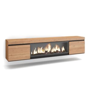 Wohnli Möbelsuche - TV-Möbel Holzeffekt Kamin mit Feuereffekt XXL 208x35x45cm Eiche
