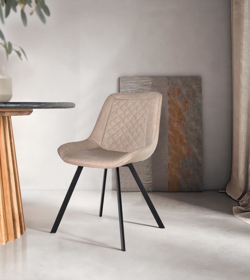 2er Set Stühle beige 52x84x57cm Webpelz Beige GINER Y COLOMER Möbel Esszimmermöbel Stühle