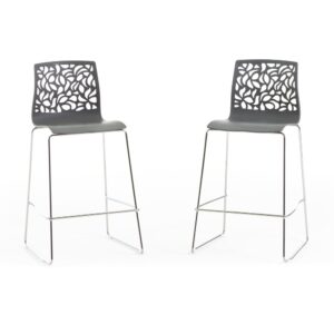 wohnli-moebel-suche-M25008026-1 2er-Set Küchenhocker Kunstharz mit Glasfaser dunkelgrau 47x95x43cm Harz Grau Siediti Fuori e Dentro Möbel Esszimmermöbel Barhocker