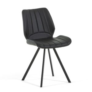 wohnli-moebel-suche-M25008034 Wohnli Möbelsuche - 2er-Set schwarzen Kunstlederstühlen mit Metallbeinen