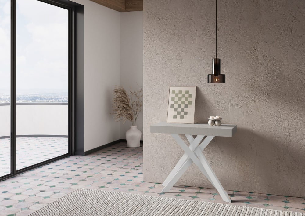 Ausziehbarer Konsolentisch 90x40/300 cm in Holzoptik, Cashmere 90x77x40cm Spanplatte Grau Ityhome Möbel Wohnzimmermöbel Konsolentische
