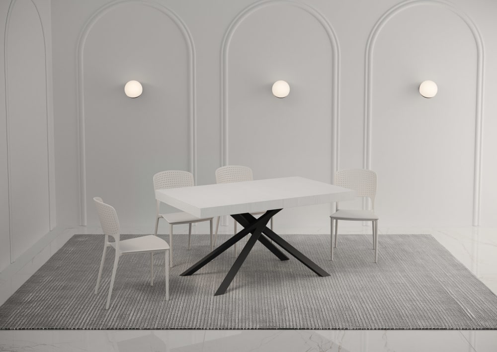 wohnli-moebel-suche-M25008307-1 Ausziehtisch 80x140/224 cm Esche weiß 140x74x80cm Spanplatte Weiß Ityhome Möbel Esszimmermöbel Esstische