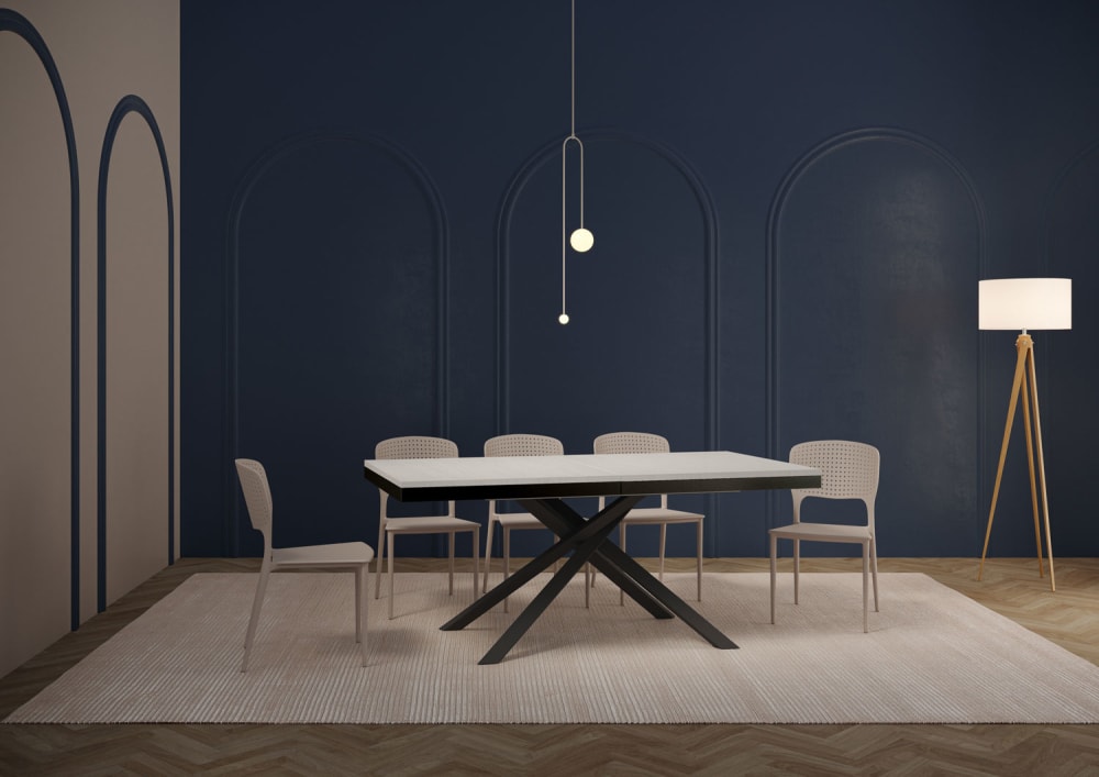 Ausziehtisch 90x180/440 cm Esche weiß 180x74x90cm Spanplatte Weiß Ityhome Möbel Esszimmermöbel Esstische