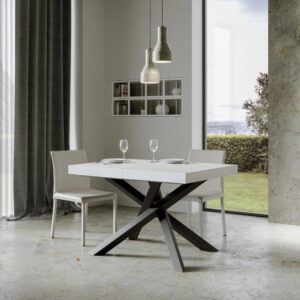 Ausziehtisch 90x130/234 cm Esche weiß mit Eisenrahmen aus Anthrazit 130x77x90cm Spanplatte Weiß Itamoby Möbel Esszimmermöbel Esstische