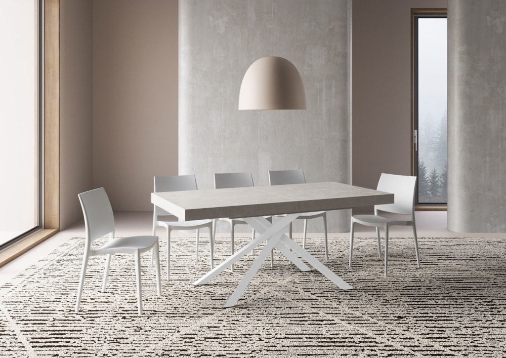 Ausziehtisch 90x180/284 cm Kaschmir mit weißem Eisenrahmen 180x74x90cm Spanplatte Grau Ityhome Möbel Esszimmermöbel Esstische