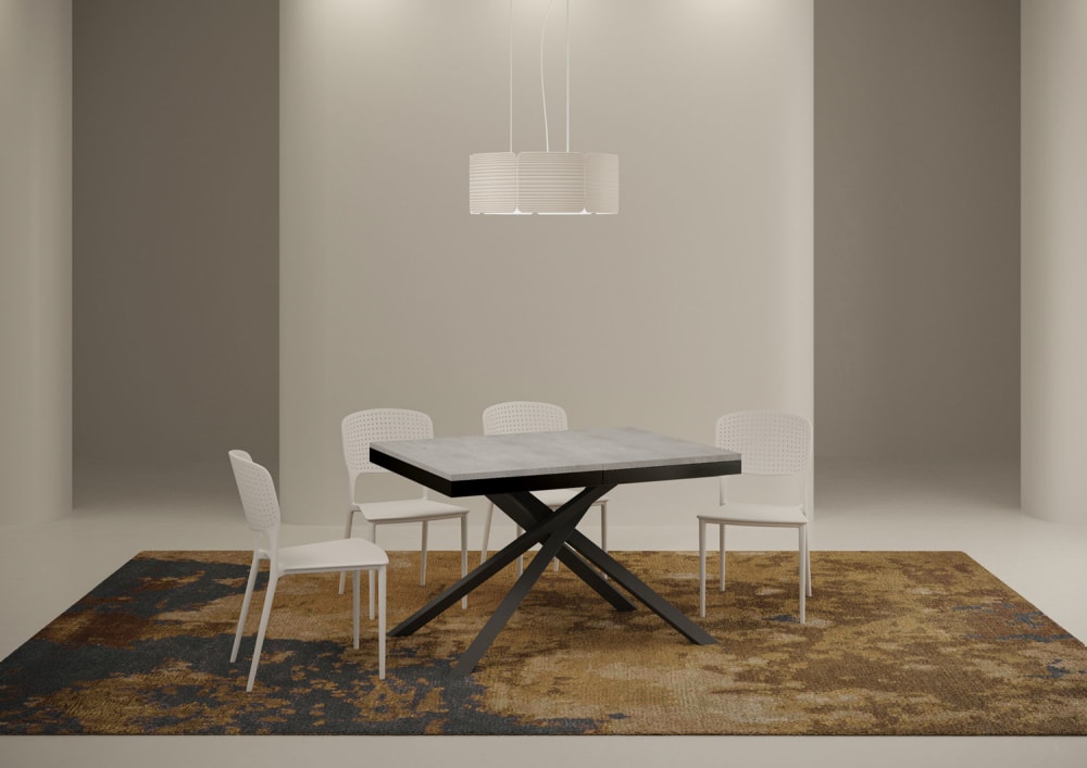 Ausziehtisch 90x120/380 cm Zement 120x74x90cm Spanplatte Grau Ityhome Möbel Esszimmermöbel Esstische