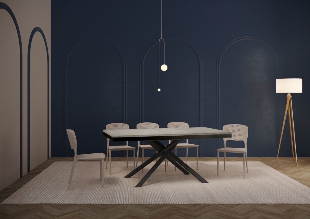 Ausziehtisch 90x180/440 cm Zement 180x74x90cm Spanplatte Grau Ityhome Möbel Esszimmermöbel Esstische