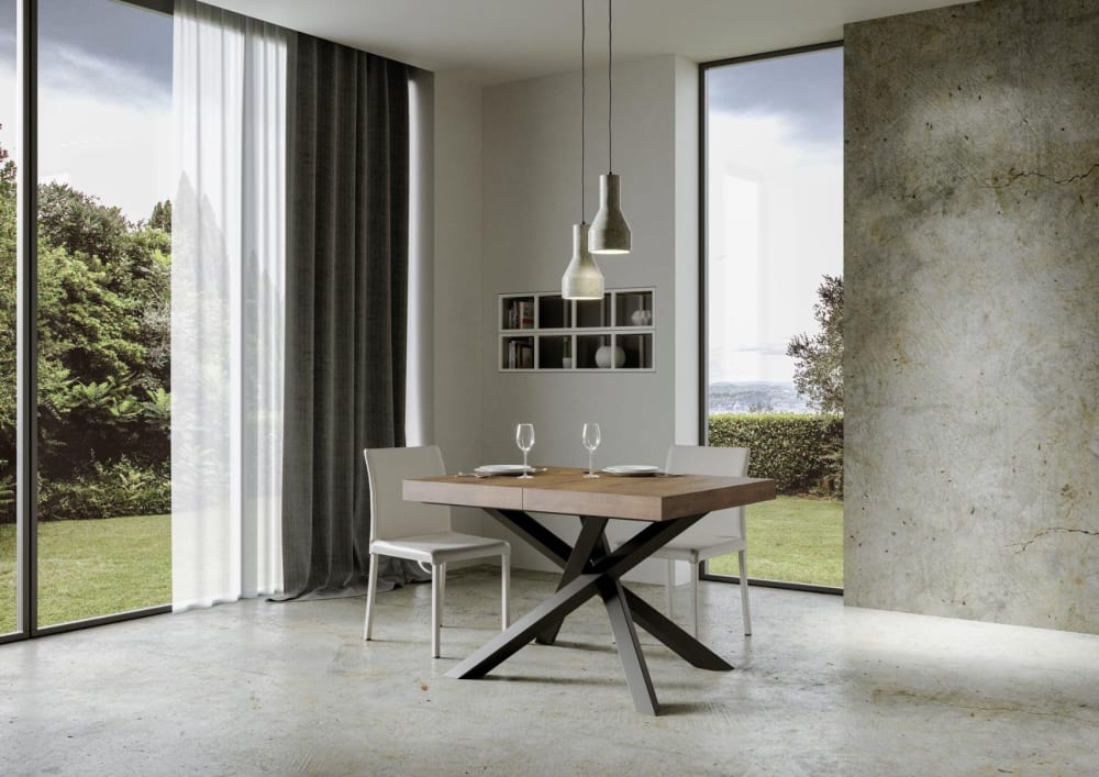 Ausziehtisch 90x130/390 cm Nussbaum mit Eisenrahmen aus Anthrazit 130x77x90cm Spanplatte Braun Itamoby Möbel Esszimmermöbel Esstische