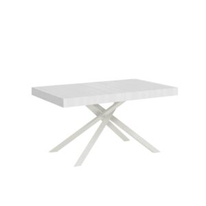 wohnli-moebel-suche-M25008364 Wohnli Möbelsuche - Ausziehtisch 80x140/224 cm Esche weiß mit weißem Eisenrahmen