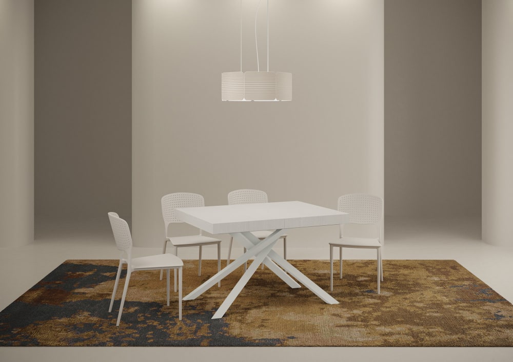 Ausziehtisch 90x130/390 cm Esche weiß mit weißem Eisenrahmen 130x74x90cm Spanplatte Weiß Ityhome Möbel Esszimmermöbel Esstische