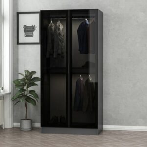 wohnli-moebel-suche-M25008543-1 Ankleidezimmer Anthrazit mit Regal und Kleiderstangen - 90 x 210 x 52 90x52x210cm Spanplatte Grau Concept Usine Möbel Schlafzimmermöbel Kleiderschränke