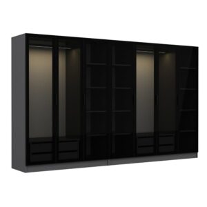 Wohnli Möbelsuche - Kleiderschrank mit Regalen und Kleiderstangen - 21 Stauräume - 315 x 2