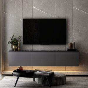 wohnli-moebel-suche-M25008676-1 Fernsehschrank in Anthrazit mit Aufbewahrung 160 cm 160x32x35cm Spanplatte Grau Concept Usine Möbel Wohnzimmermöbel TV-Möbel