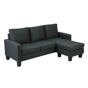 Wohnli Möbelsuche - Ecksofa mit Meridian aus Stoff 3-Sitzer schwarz
