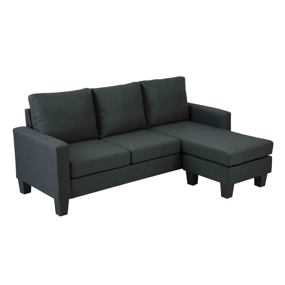 Wohnli Möbelsuche - Ecksofa mit Meridian aus Stoff 3-Sitzer schwarz