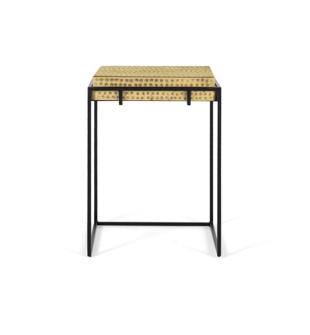 Kommode aus Stahl und goldenen Eisenbeinen 44x62x44cm Schmiedeeisen Gold GINER Y COLOMER Möbel Wohnzimmermöbel Beistelltische