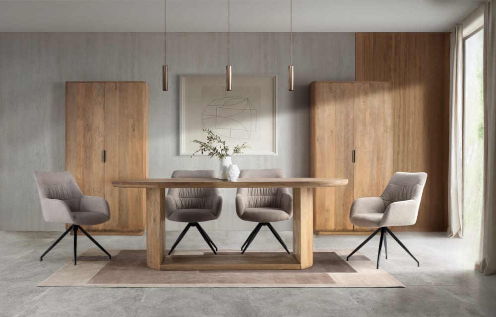 Ovaler Tisch aus Mangoholz 210 cm 210x76x100cm Holz Braun GINER Y COLOMER Möbel Esszimmermöbel Esstische