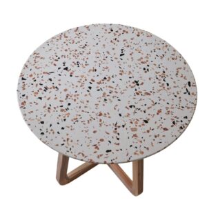 wohnli-moebel-suche-M25009074 Wohnli Möbelsuche - Runder Tisch aus Premium-Terrazzo und massivem Akazienholz
