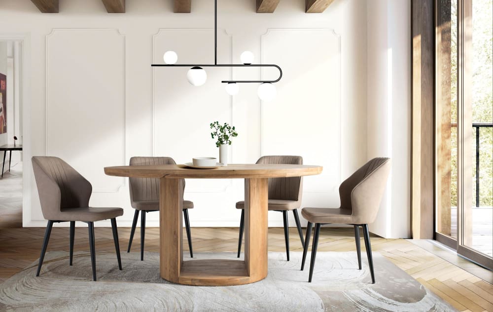 Tisch aus Mangoholz mit runder Platte 150 cm Durchmesser 150x76x150cm Holz Braun GINER Y COLOMER Möbel Esszimmermöbel Esstische