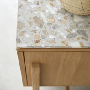 Sideboard aus massivem Teakholz und Premium-Terrazzo 140 cm 140x75x55cm Holz Beige Tikamoon Möbel Esszimmermöbel Sideboards, Highboards & niedrige Anrichten