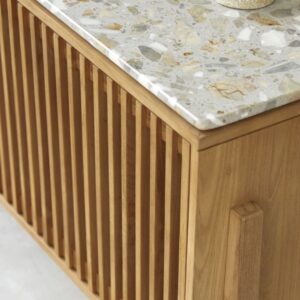 wohnli-moebel-suche-M25009110-1 Sideboard aus massivem Teakholz und Premium-Terrazzo 160 cm 160x75x55cm Holz Beige Tikamoon Möbel Esszimmermöbel Sideboards, Highboards & niedrige Anrichten