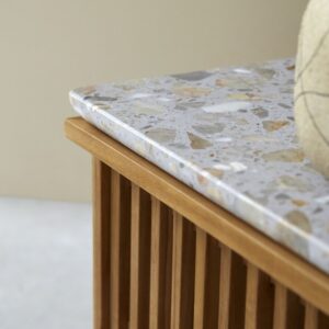 TV-Schrank aus massivem Teakholz und Premium-Terrazzo 175 cm 175x45x45cm Holz Beige Tikamoon Möbel Wohnzimmermöbel TV-Möbel