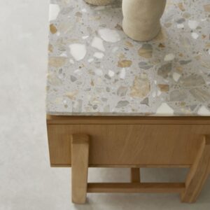 TV-Schrank aus massivem Teakholz und Premium-Terrazzo 140 cm 140x45x45cm Holz Beige Tikamoon Möbel Wohnzimmermöbel TV-Möbel