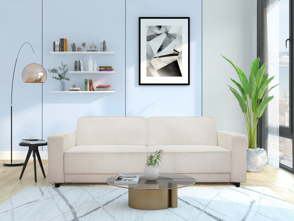 225x81x91cm Stoff Weiß Dorel Home Sofas und Sessel Sofas Schlafsofas