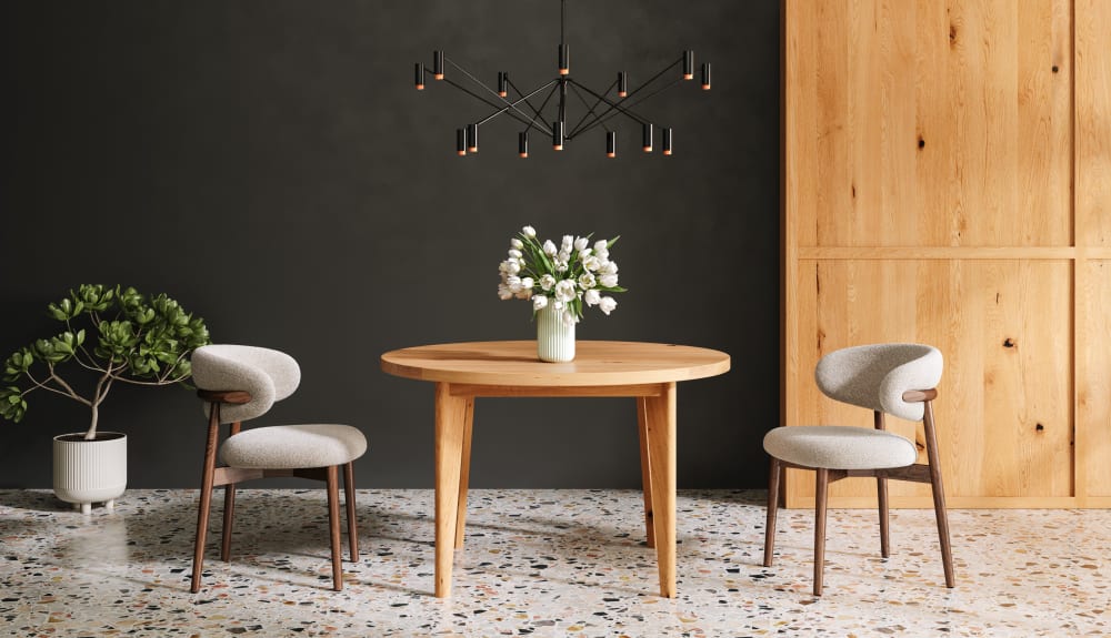 Runder Tisch aus massiver Eiche 100 cm 100x75x100cm Holz Braun Danzz Möbel Esszimmermöbel Esstische