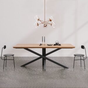 wohnli-moebel-suche-M25011419-1 Eichentisch mit Metallbeinen 140x100 cm 140x75x100cm Holz Braun Danzz Möbel Esszimmermöbel Esstische