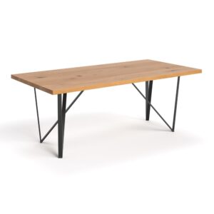 Eichentisch mit Metallbeinen 120x100 cm 120x75x100cm Holz Braun Danzz Möbel Esszimmermöbel Esstische