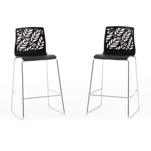 wohnli-moebel-suche-M25012000-1 2er-Set Küchenhocker Kunstharz mit Glasfaser Schwarz 47x95x43cm Harz Silber Siediti Fuori e Dentro Möbel Esszimmermöbel Barhocker